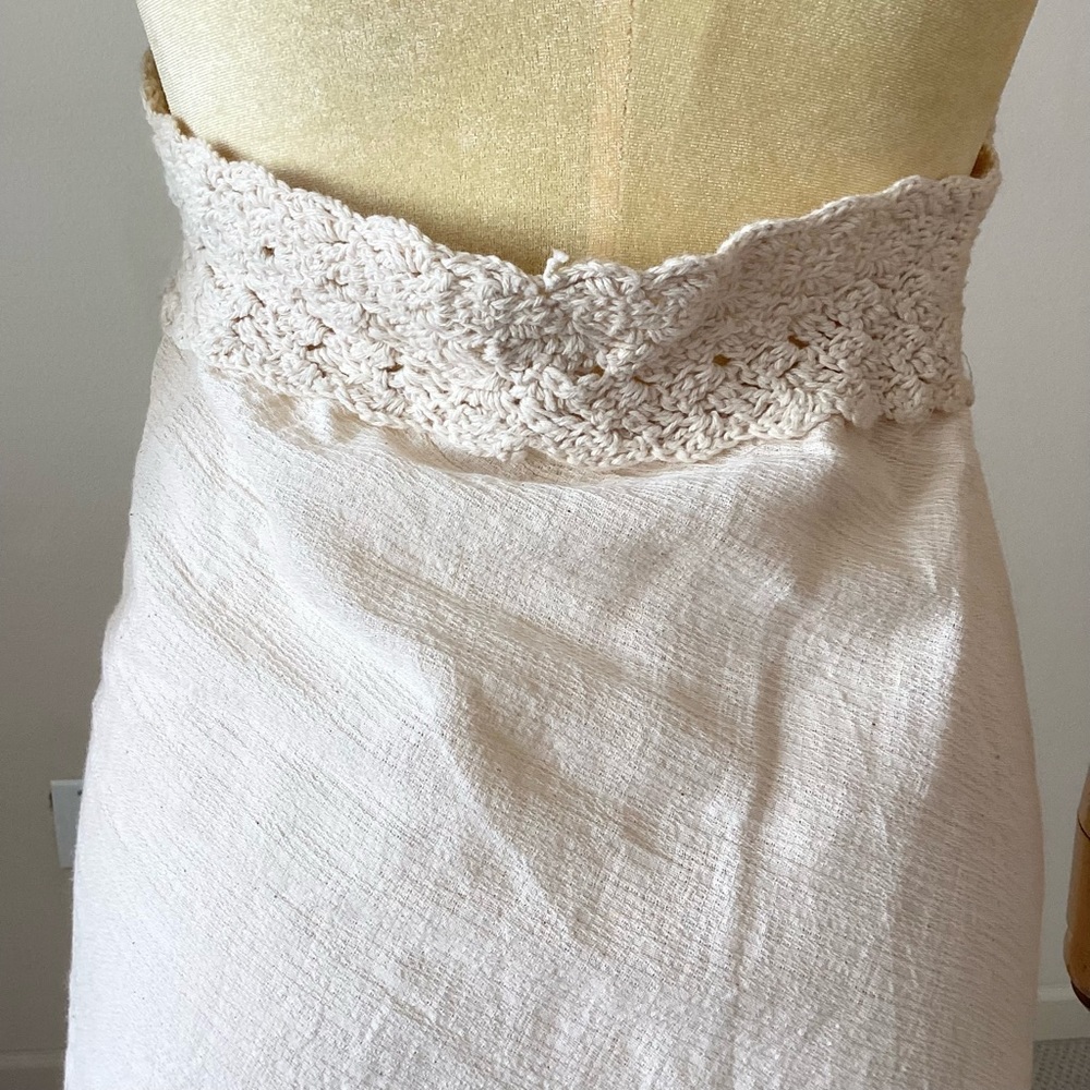 Artesanal Cream V Neck Midi Crochet Floral Embellished Open Back Dress SZ XS - Picture 4 of 5